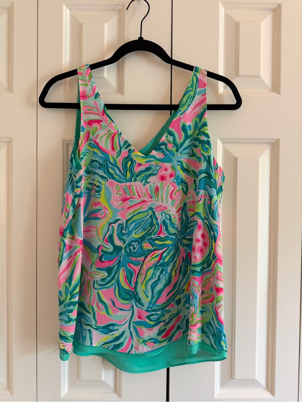 Lilly Pulitzer Florin Pink & Teal Tropical V-Neck Camisole